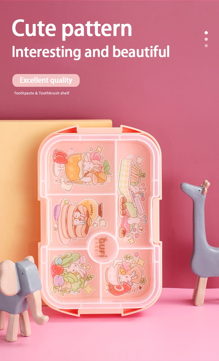 Wholesale 6-Compartment Bento Lunch Box Portable Leak-Proof Plastic School Children Dinnerware Sets Square Shape All-Season Eat