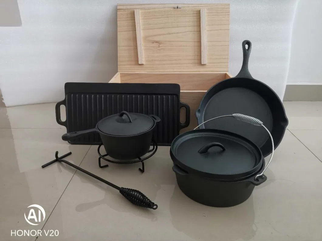 7-Piece Cast Iron Camping Cookware Sets