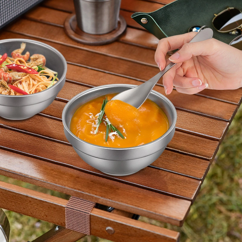 Large Metal Bowl Outdoor Portable Camping Titanium Picnic Tableware Stainless Steel Home Tableware Titanium Camping Pot