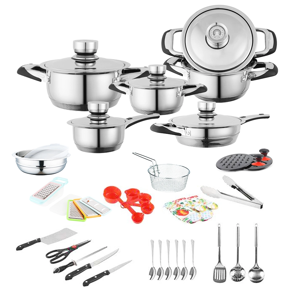 South Africa Cookware Set 50 52 PCS Stainless Steel Frying Pan Casserole Pots and Pans Cooking Pot