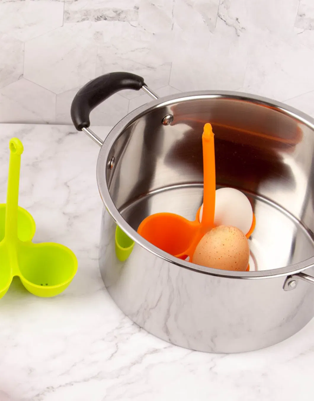 Silicone Egg Boiler Holder Hard Boiled Soft Eggs Cooker Holds 3 Eggs Kitchen Gadget Tool Esg12115