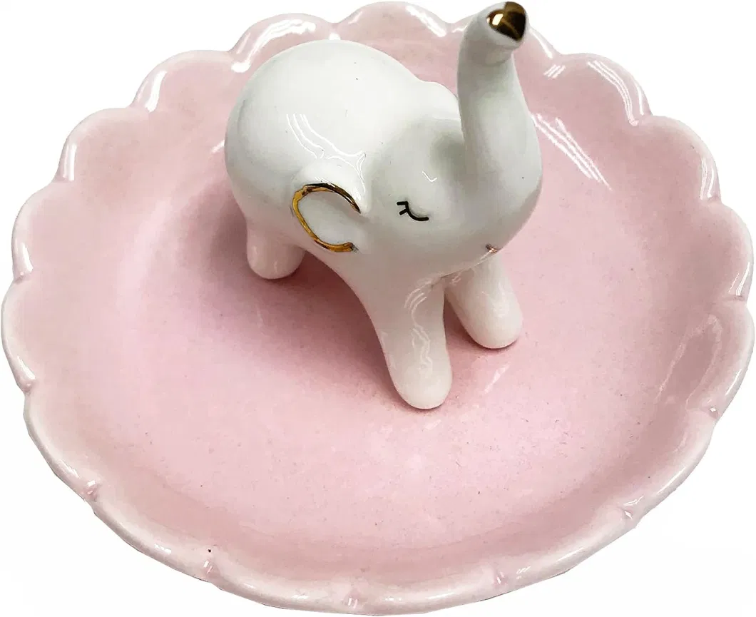 Elephant Ring Holder Ceramic Ring Dish Trinket Tray Jewelry Organizer