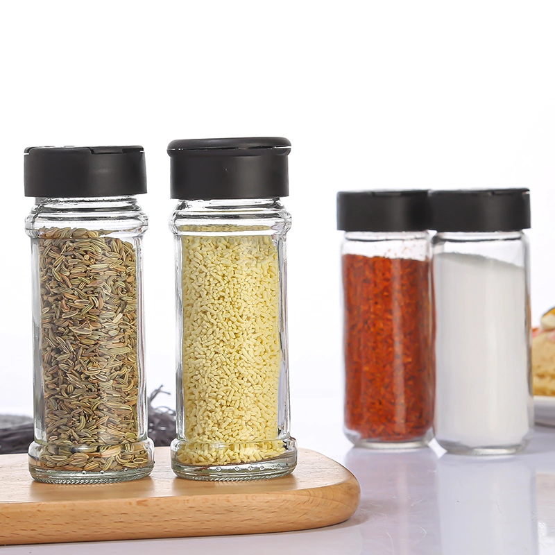 Glass Spice Jars with Black Cap Clear Glass Bottle Containers with Shaker Lids for Storing Spice Glass Spice Shaker for Seasonings