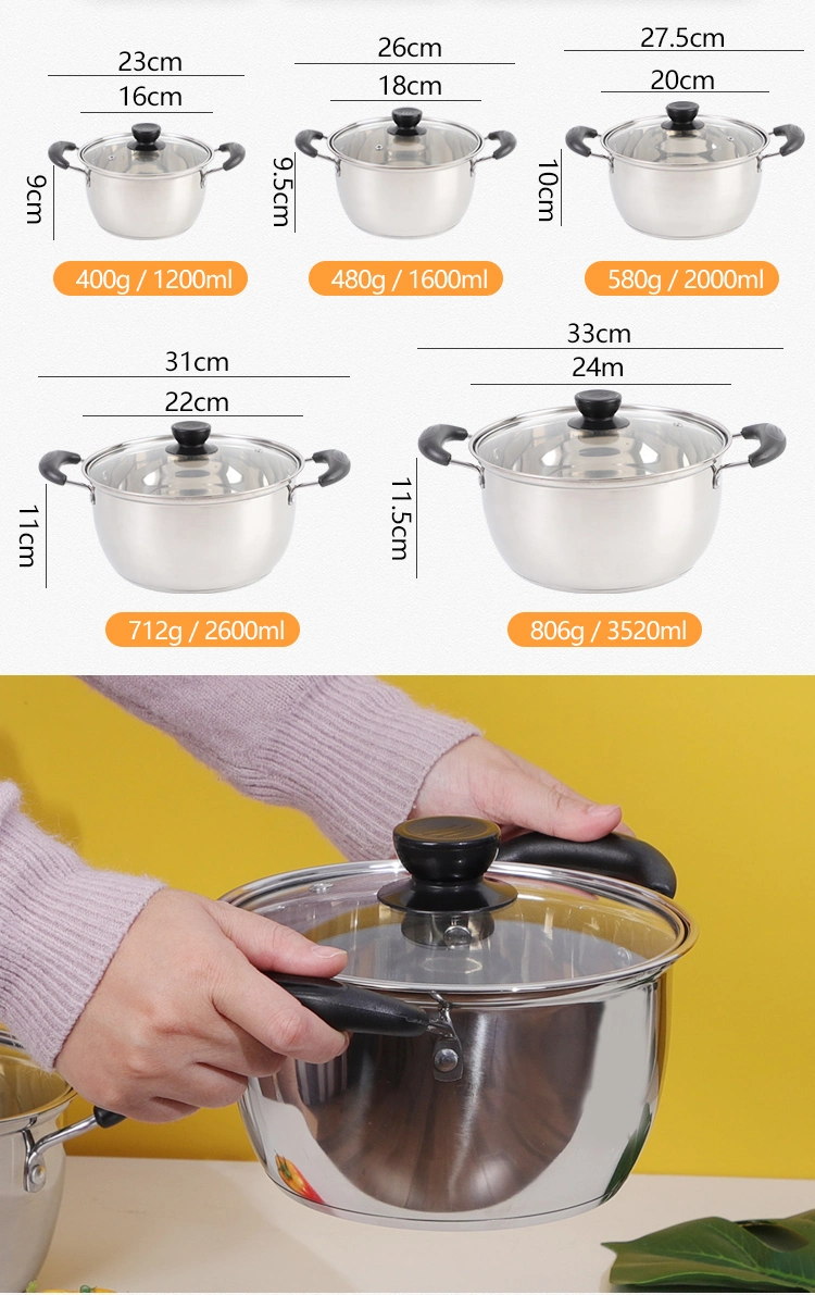 Classic Cookware Wholesale Cooking Pots Stainless Steel18/10 Nonstick Soup Pot with Flat Cover