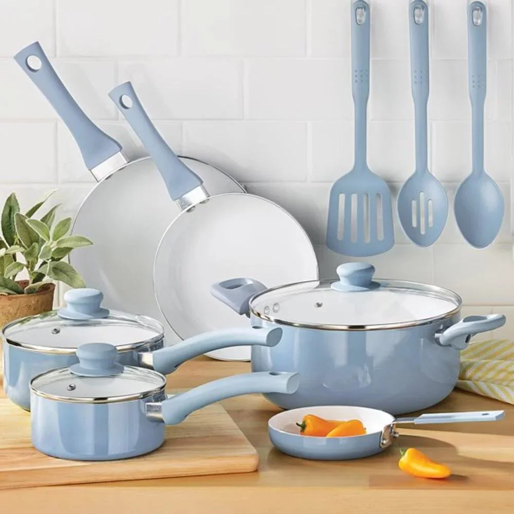 Wholesale Ceramic Cookware Sets Nonstick Aluminum Cook Pot Pan Kitchenware Set