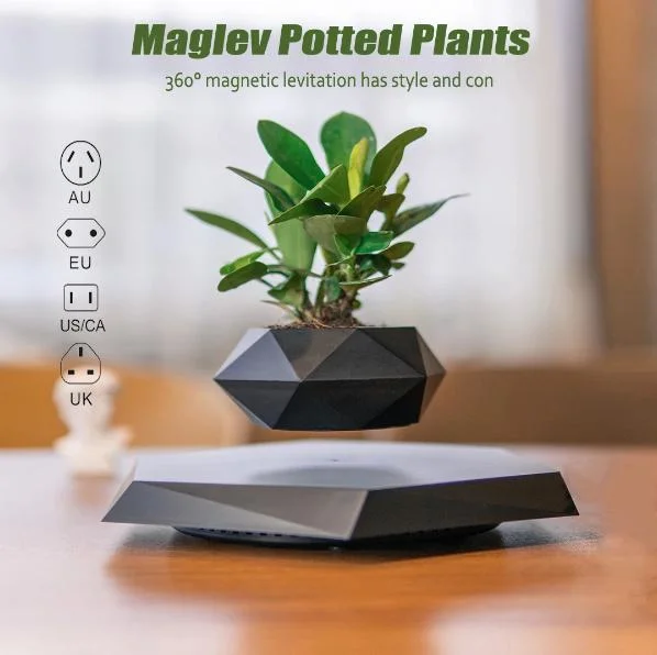 Magnetic Levitating Bonsai Wooden Floating Plant Magnetic Levitation Pots for Plants