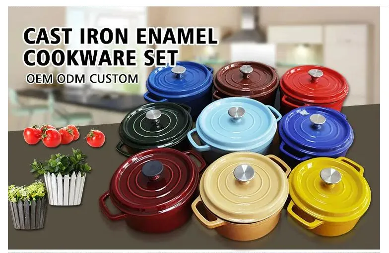 Kitchen Ware Non Stick Enamel Cast Iron Cooking Pots Sets Cookware Casserole and Frying Skillets Cookware Sets