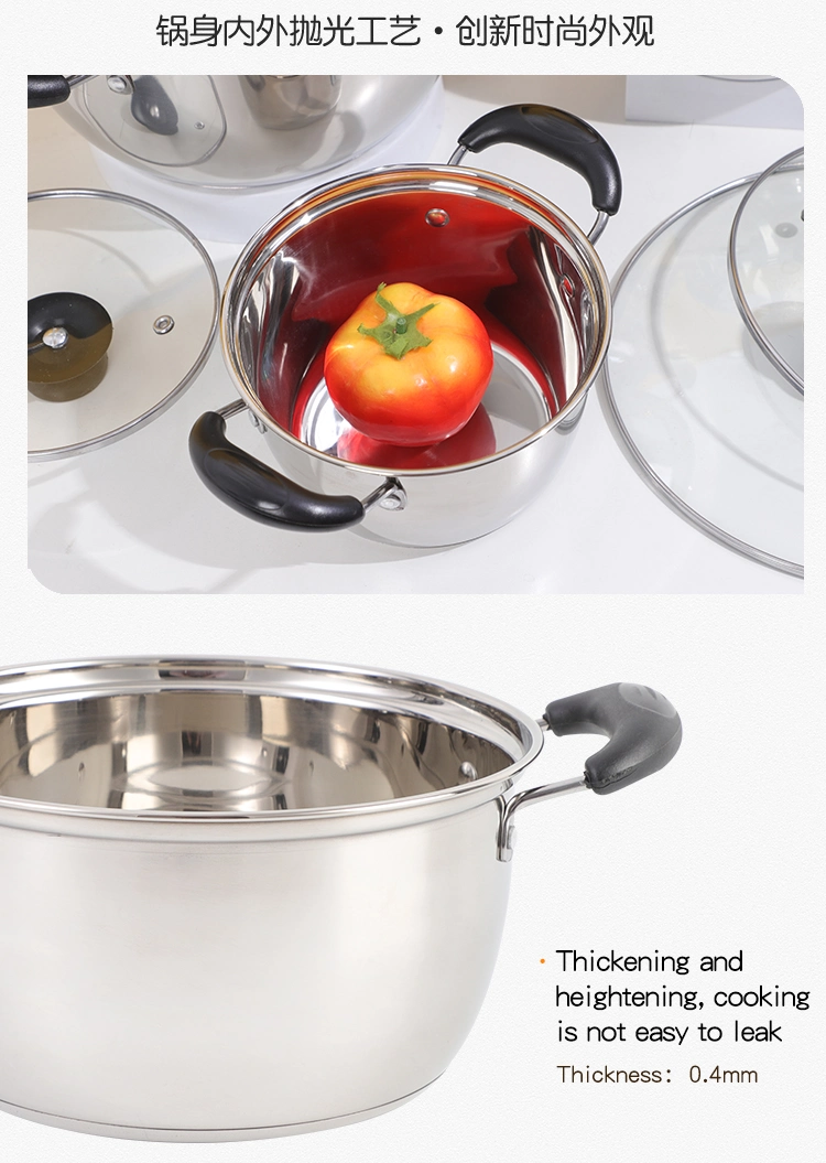 Classic Cookware Wholesale Cooking Pots Stainless Steel18/10 Nonstick Soup Pot with Flat Cover