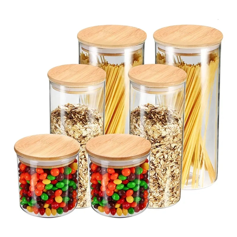 High Borosilicate Storage Empty Food Spice Wide Mouth Jar with Acacia Wood Lid