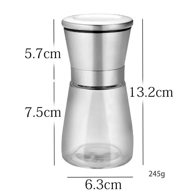 Wholesale Manual Spice Grinder Pepper Mill Salt Mills Dry Herb Grinder with Shelf and Color Box Jar