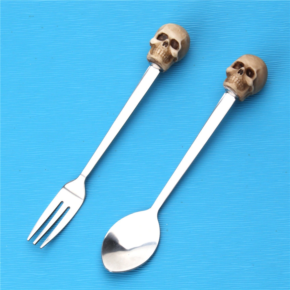 Personality Skeleton Head Fork Spoon Set Household Kitchen Utensils Halloween Decorations