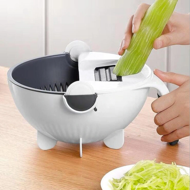 Rotate Vegetable Cutter Portable Slicer Chopper Grater Kitchen Tool 9 in 1 Multifunction Vegetable Cutter with Drain Basket Magic Bl11971