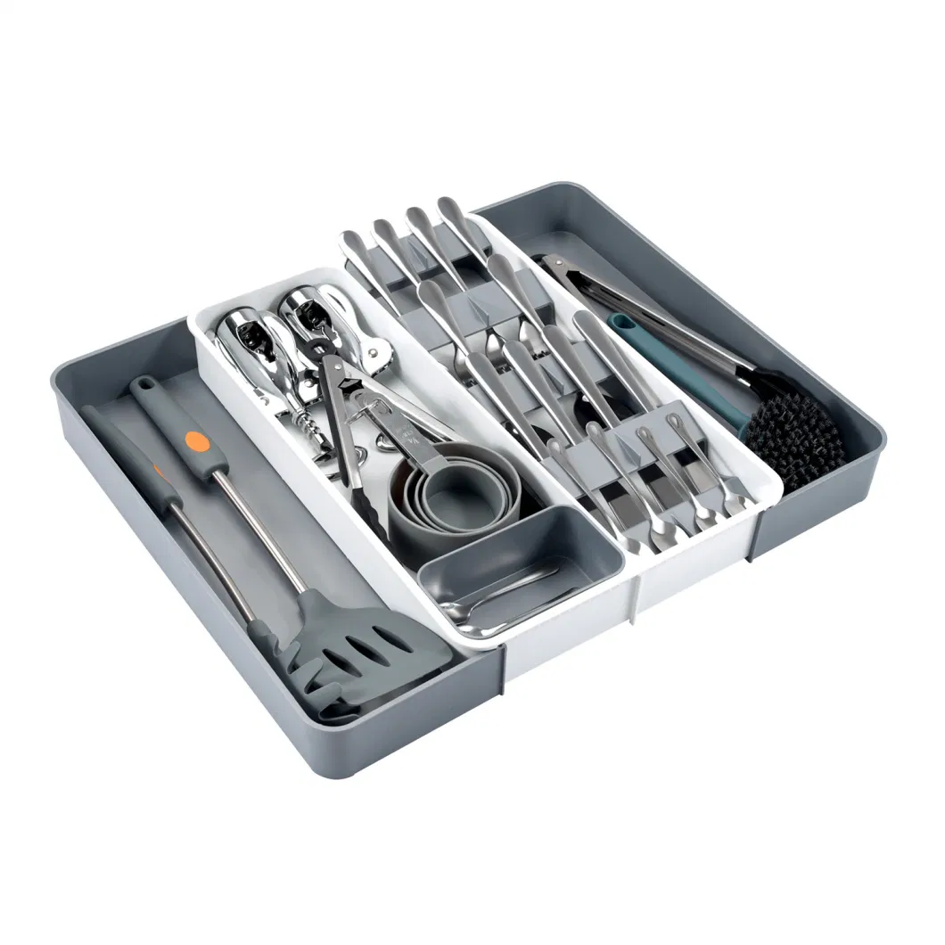 Adjustable Plastic Cabinet Expandable Drawer Storage Organizer Tray Kitchen Utensils