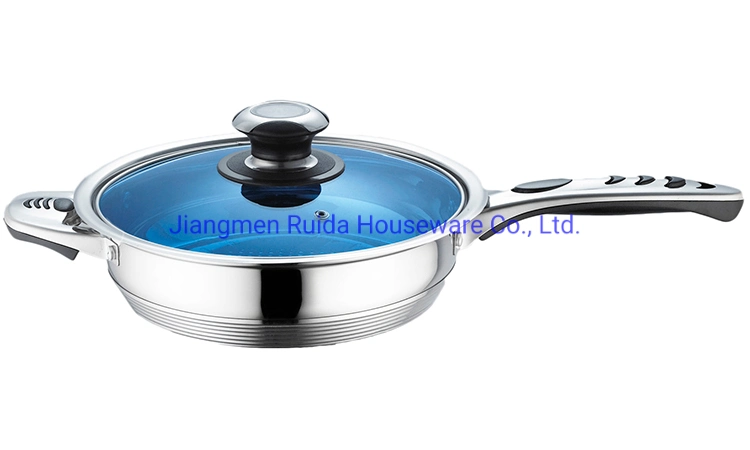 7 Steps 22PCS Stainless Steel Cookware Set Blue Glass Lid &amp; 3PCS Kitchen Tools