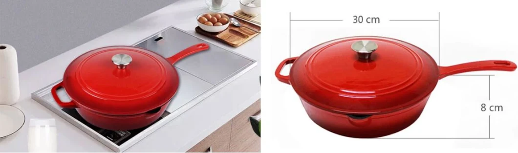 Factory Customized Heating Soup Pot Cookware 9.5 Inch Cast Iron Deep Pan Fry Saucepan with Long Handle