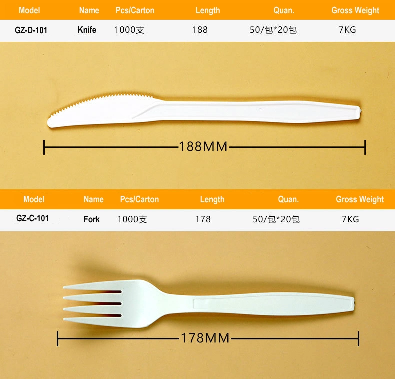 Wholesale Custom Spoon Fork Knife Set Biodegradable Bagasse Environmental Friendly Disposable Fork