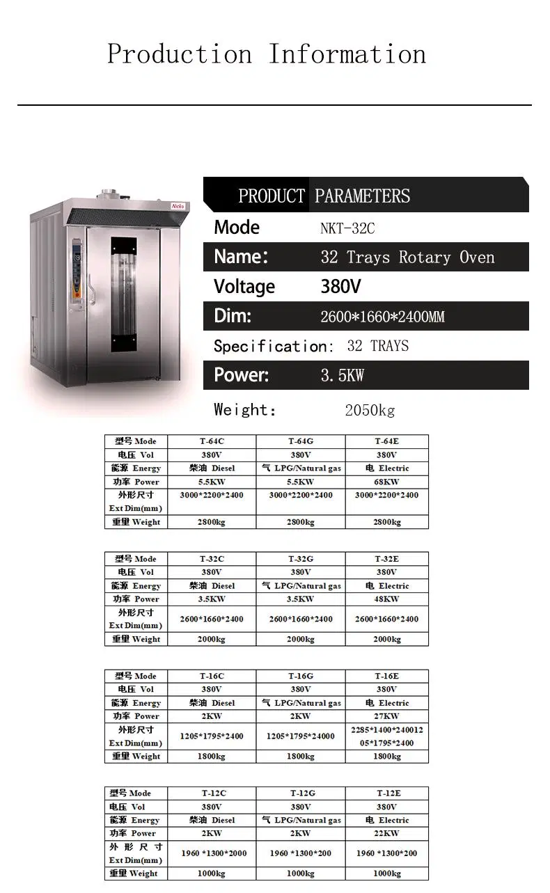 Customize Gas/Electric Commercial Kitchen Cooking Food Bread/Pizza Oven Bakery Equipment for Catering Restaurant/Hotel/Home for Bakery Oven Rotary Oven