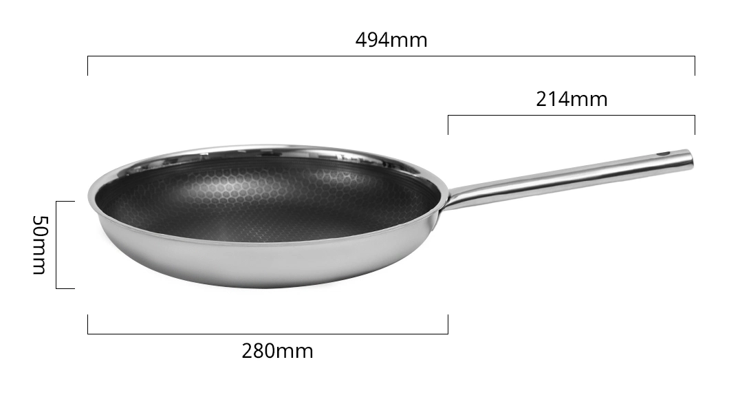 Hot Sales Stainless Steel Cookware Non-Stick Honeycomb Coating 28cm Frying Pan