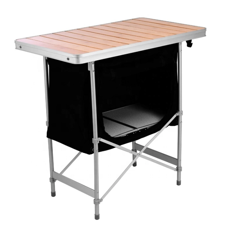 Portable Outdoor Kitchen Home Furniture Camping Kitchen with Bamboo Top Board