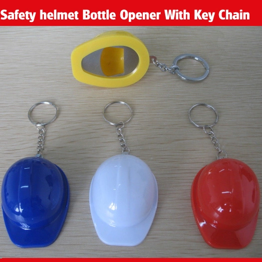 Safety Helmet Bottle Opener with Keychain Design, Opener Keychain. Promotional Opener