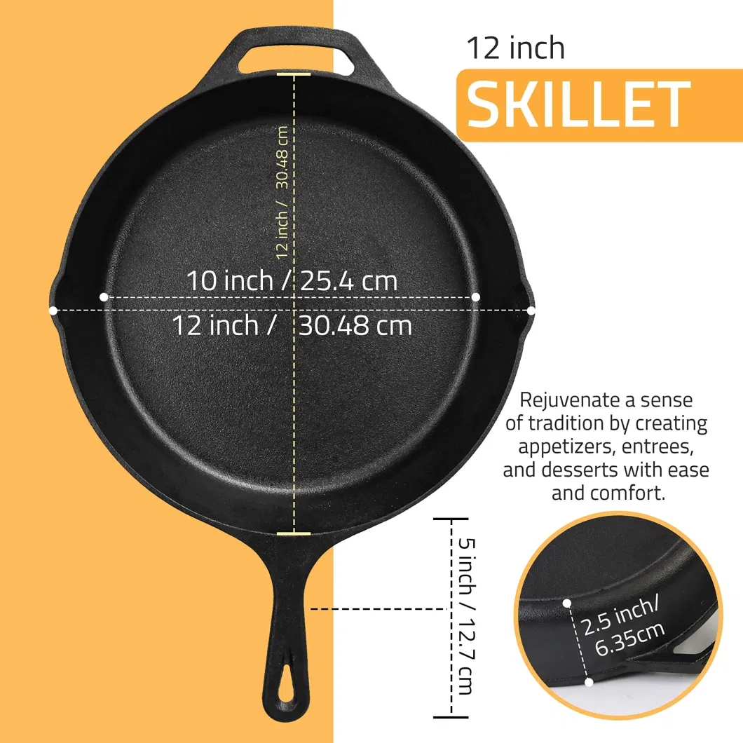 Fry Pre-Seasoned Skillet-Nonstick Safe Grill Cookware for Indoor &amp; Outdoor Cast Iron Pan