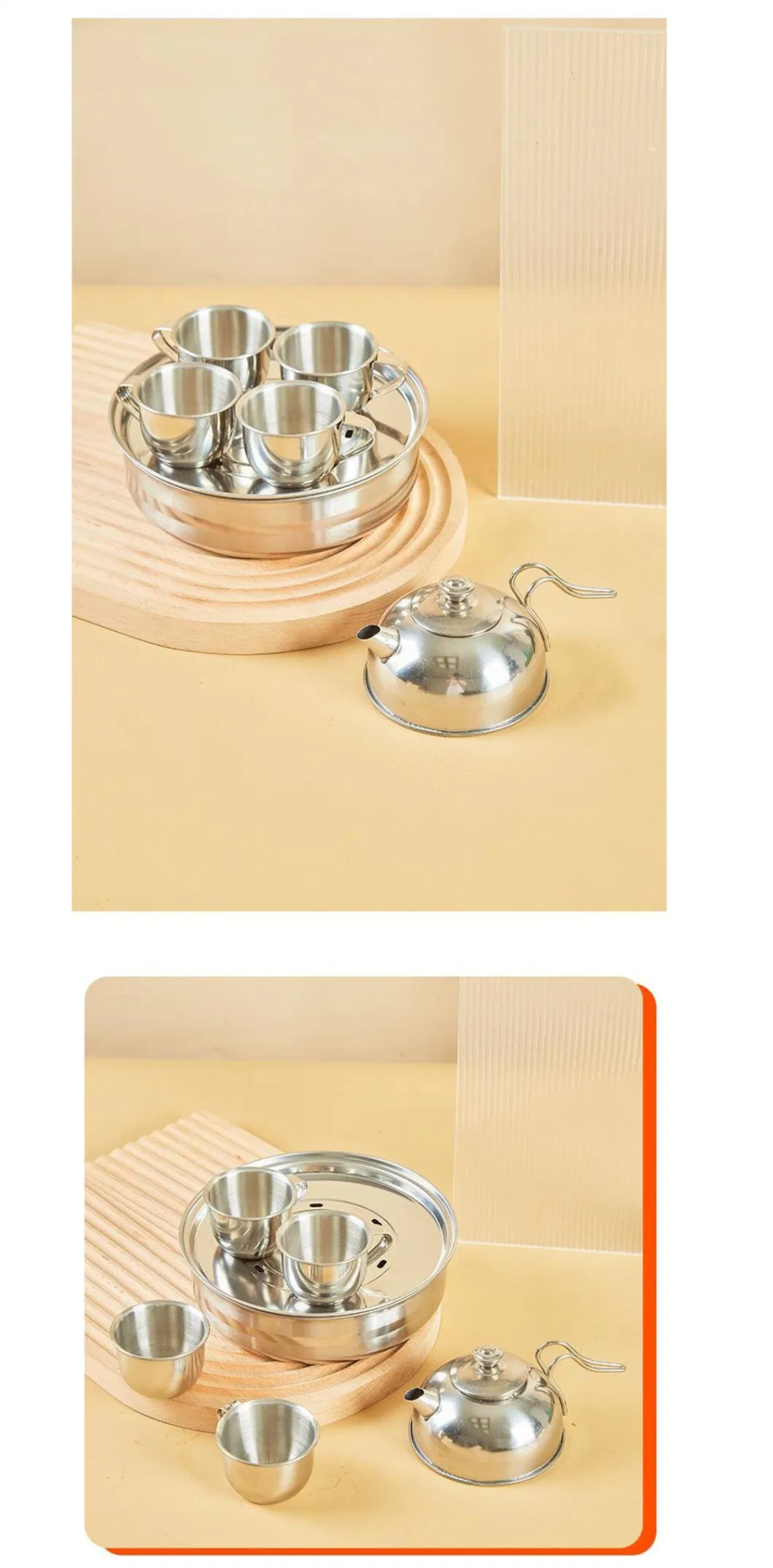 Stainless Steel Utensils Outdoor Camping Kitchen Utensils Toy Kettle Kids Children Tea Coffee Water Set