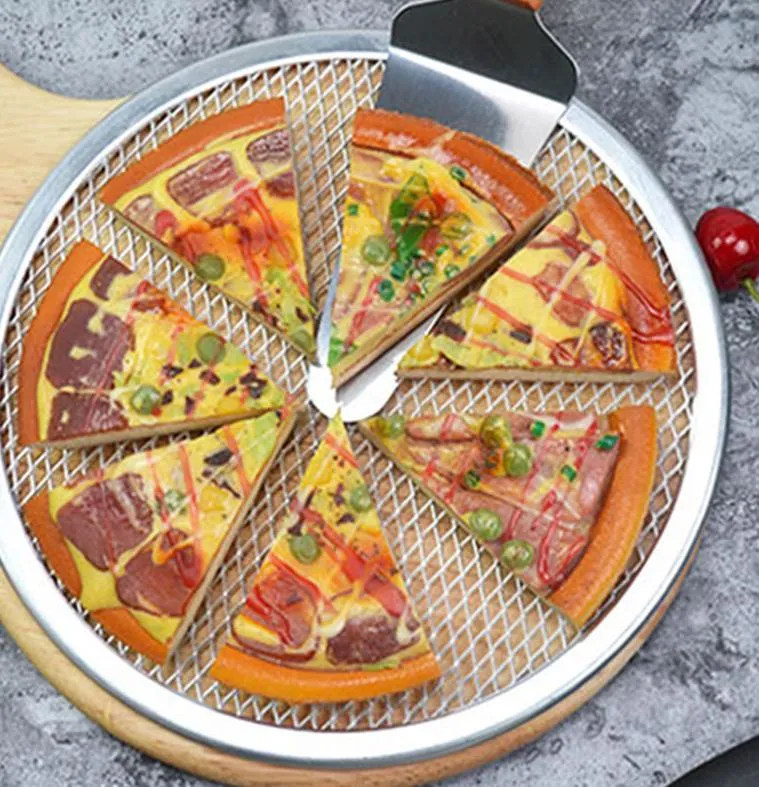 Mingwei Pizza Net Non-Stick Aluminum Flat Mesh Pancake Net Food Grade Pizza Baking Pan