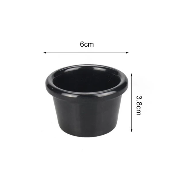 Small Round Glossy Sauce Bowl 6cm 50ml Black Mini Melamine Dipping Cup