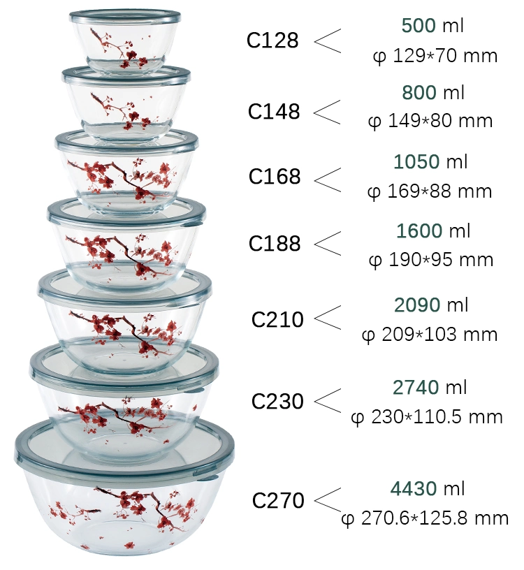 High Borosilicate Kitchen &amp; Tabletop Dinnerware Glass Salad Bowl Set with PP Lid