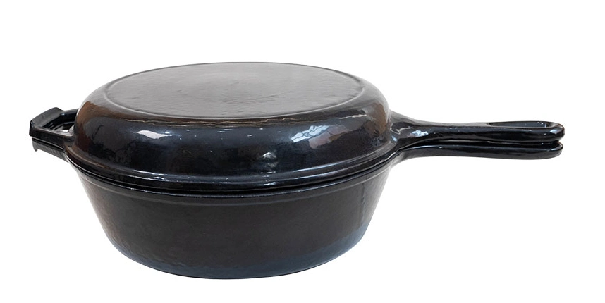 Enameled Cast Iron Saucepan with Skillet Lid with Handle Combo Cooker