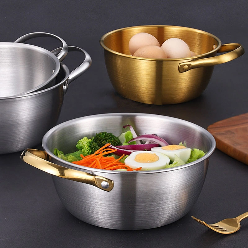 Korea Ramen Pot Fast Noodles Stainless Steel Ramyun with One Handle Camping Cookware for Soup Curry Pasta