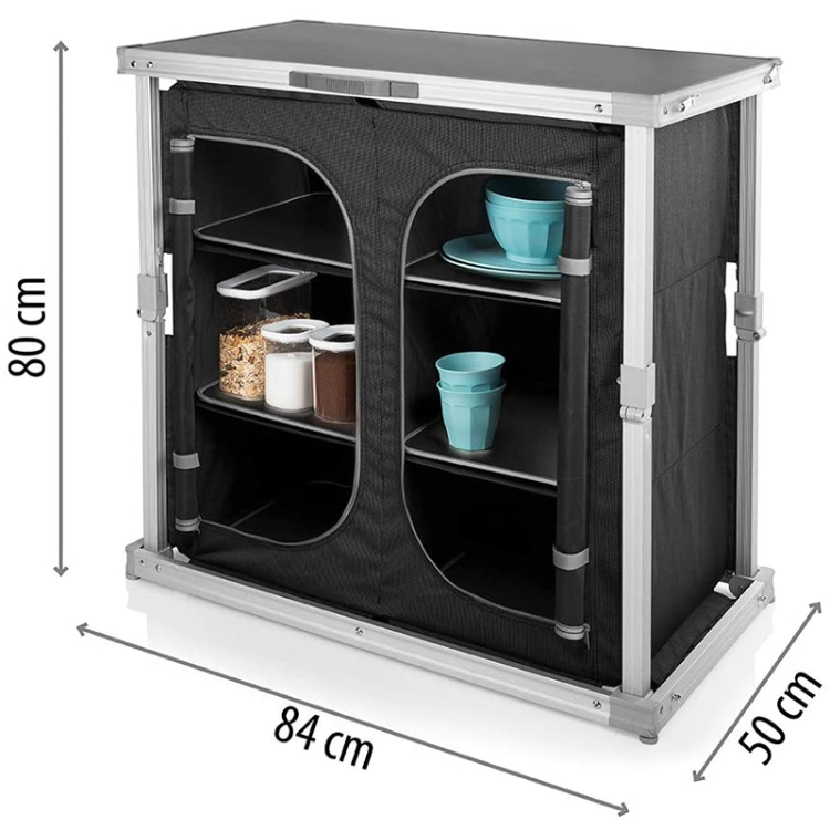 Multi-Function Portable Outdoor Aluminum Frame Top Shelf Cupboard Polyester Fabric Camping Picnic Kitchen