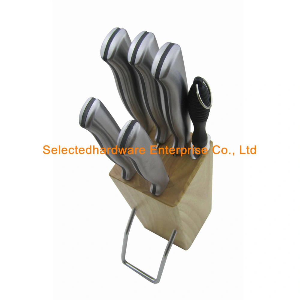 7PCS Wooden Knife Block Set Kitchen Knife Tool