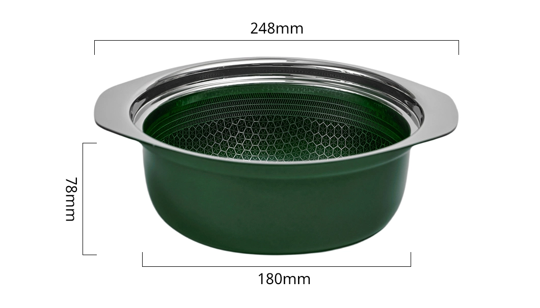 Non-Stick Honey Comb Coating Stainless Steel Blackish Green Ceramic Outer Layer 3PCS Cookware Set