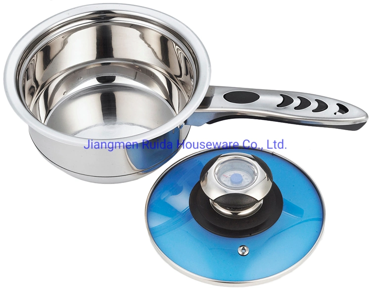 7 Steps 22PCS Stainless Steel Cookware Set Blue Glass Lid &amp; 3PCS Kitchen Tools