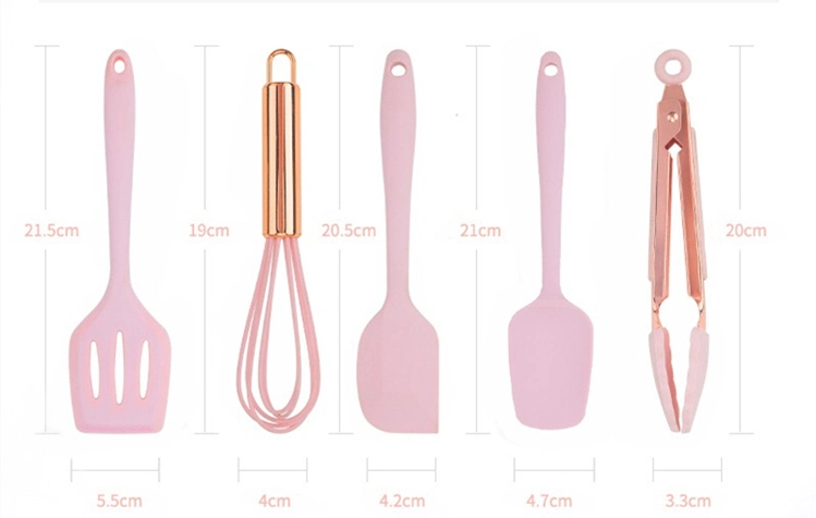 Mini Size Kitchen Tools 5 Piece Copper Silicone Kitchen Utensils