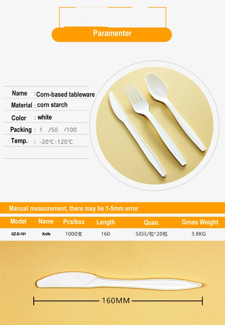 Wholesale Custom Spoon Fork Knife Set Biodegradable Bagasse Environmental Friendly Disposable Fork