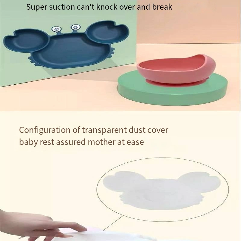 Children&prime;s Silicone Tableware Divided Plate Three-Piece Baby Tableware Set