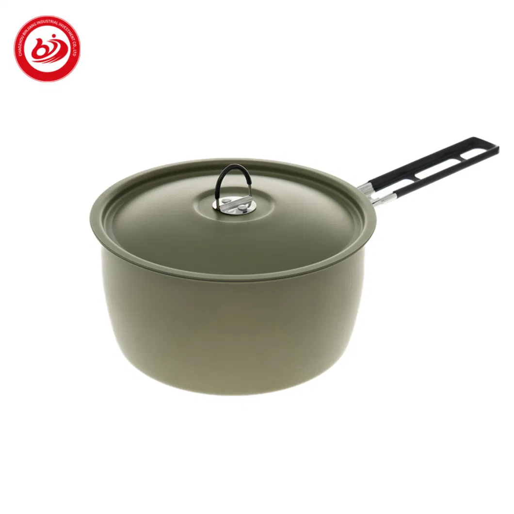 Outdoor Picnic Portable Camping Cooking Pot Pan Portable Camping Cookware Mess Kit 3-4 Person Cooking Kettle Non-Stick Pot Set Aluminium Alloy