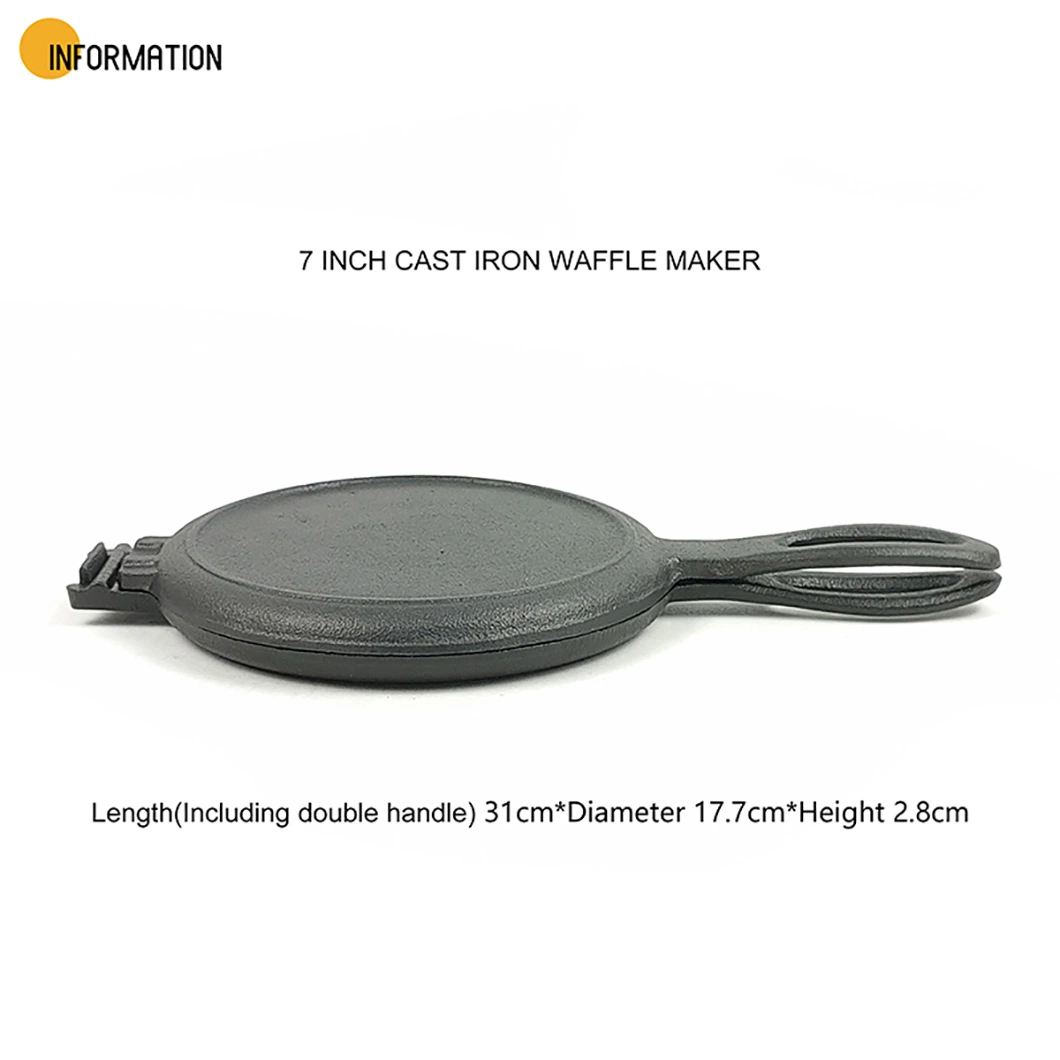 Cast Iron Waffle Pan Black Mold Maker Breakfast Preseasoned Baking Pan for Waffle Cakes