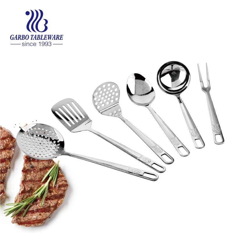 Factory Unique Embossed Pattern Handle Stainless Steel Kitchen Utensils for Household Many Choices for Kitchen Tools
