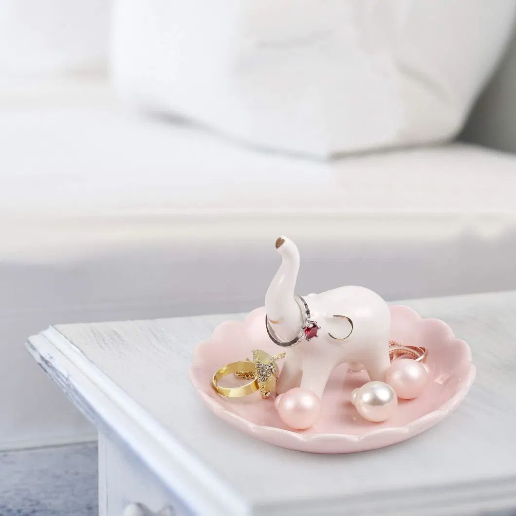 Elephant Ring Holder Ceramic Ring Dish Trinket Tray Jewelry Organizer