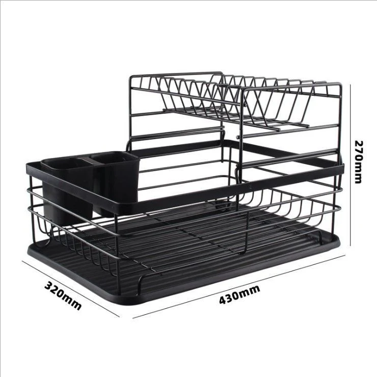 Food Grade 2tier Dish Drying Rack Kitchen Organizer Shelf Dish Drainer Rack Countertop Storage Holder&amp; Rack with Utensil Holders 5%off