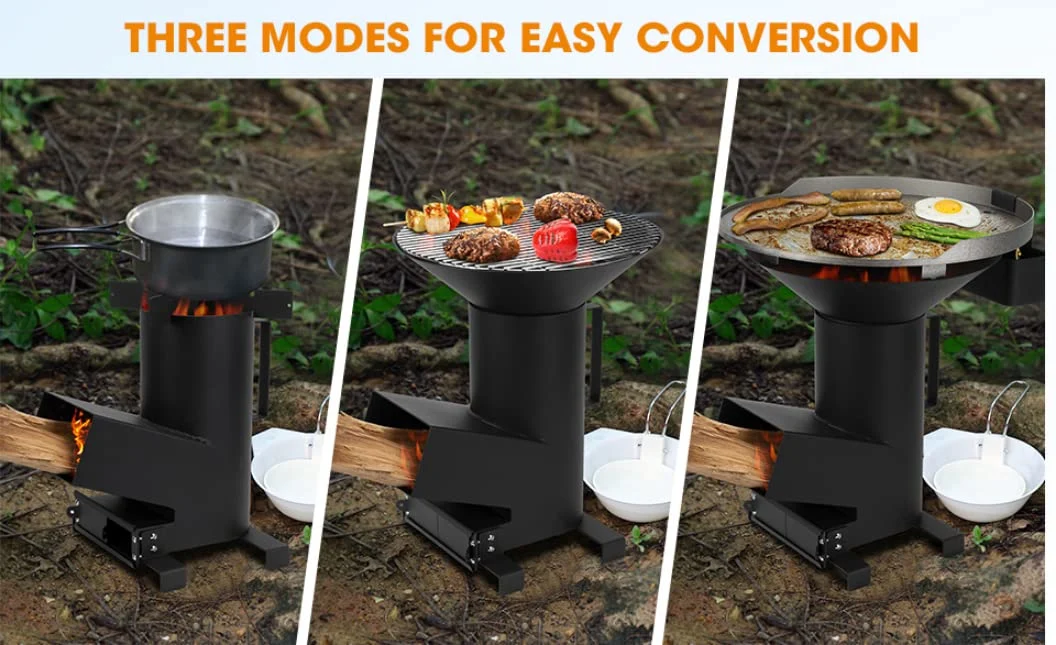 Stainless Steel Stove Cooking Cooktop Portable Wood Burning Camping Cookware Set