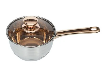 Stainless Steel Cookware Tea Glass Lid Golden Handle Pots Cookware Set