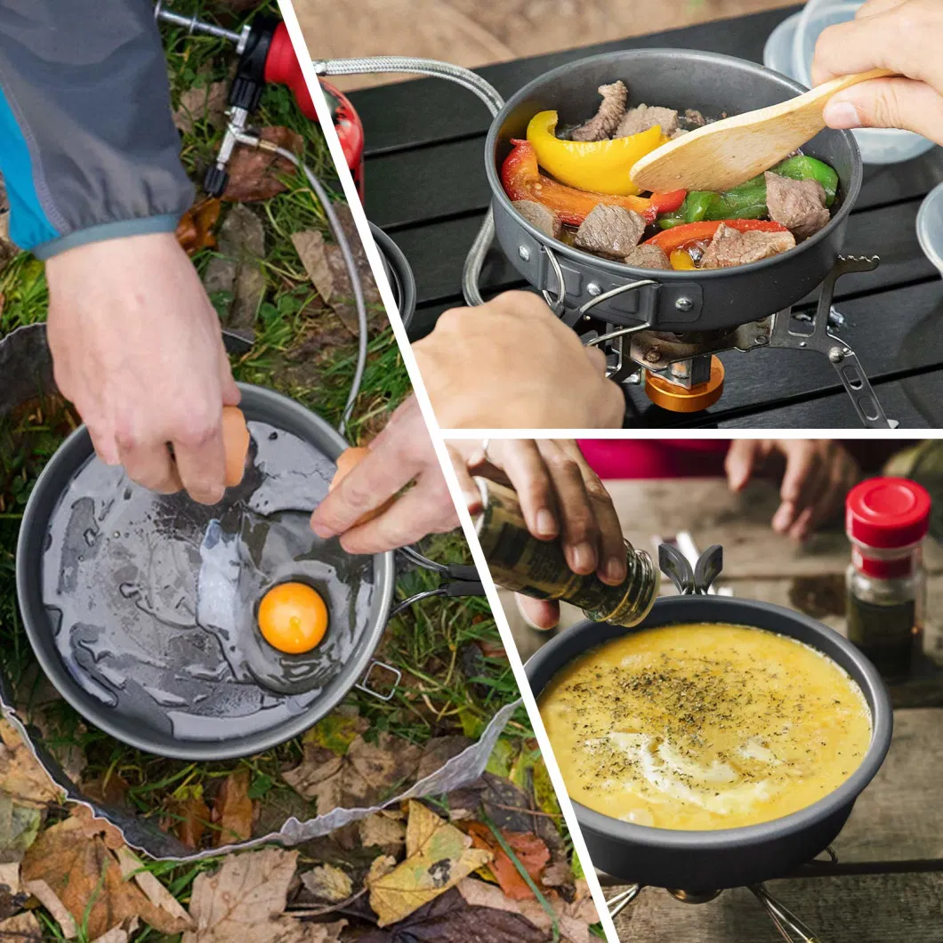 Aluminum Outdoor Folding Cookset Equipment Lightweight Backpacking Hiking Camping Cookware Set