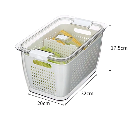 Fridge Storage Bin Produce Saver Stackable Refrigerator Food Organizer Container with Removable Drain Tray