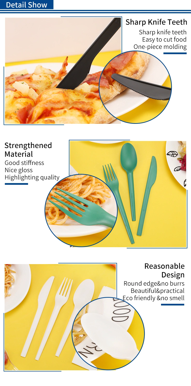 Quanhua Factory Produces Plastic Tableware Set Environmental Protection Degradable Cpla Tableware Set