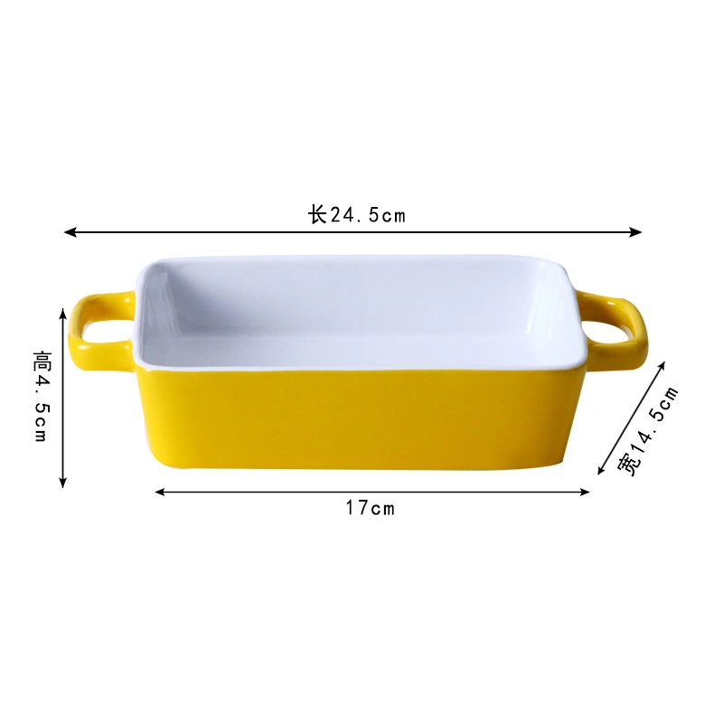 Customized 9 Inch Rectangular Binaural Baking Palte Nordic Household Cheese Baked Rice Tray Set Ceramic Baking Tray Ceramic Dinner Set