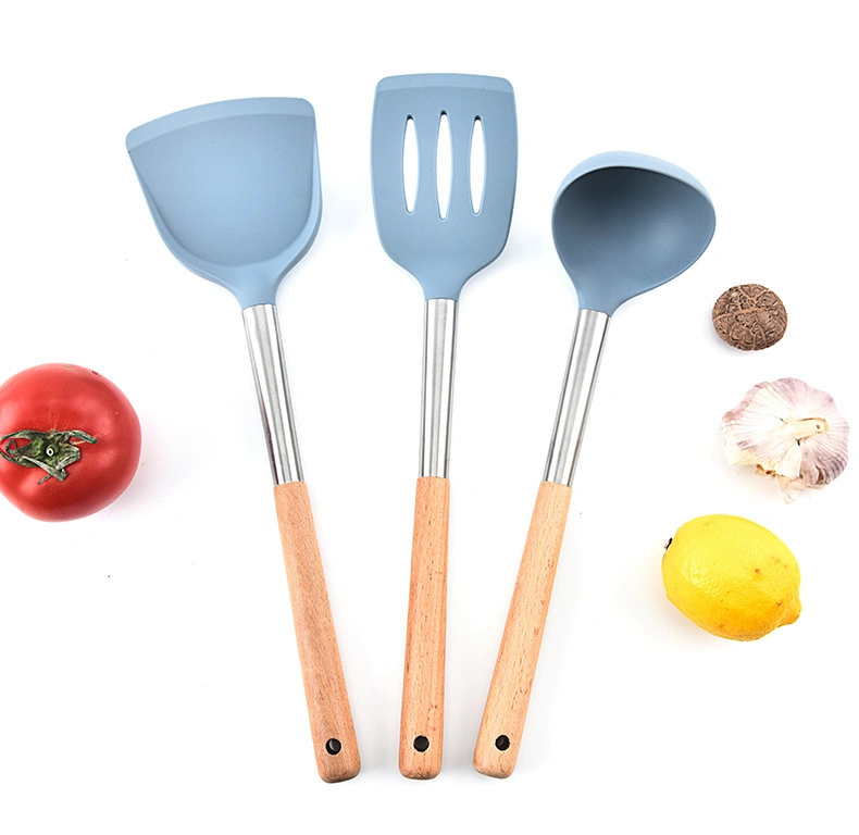 Non Stick Pot Silicone Wood Handle Kitchenware Set of Three Pieces